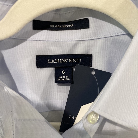 Lands’ End No Iron Supima Cotton Long Sleeve Light Blue Professional Shirt - Picture 4 of 13